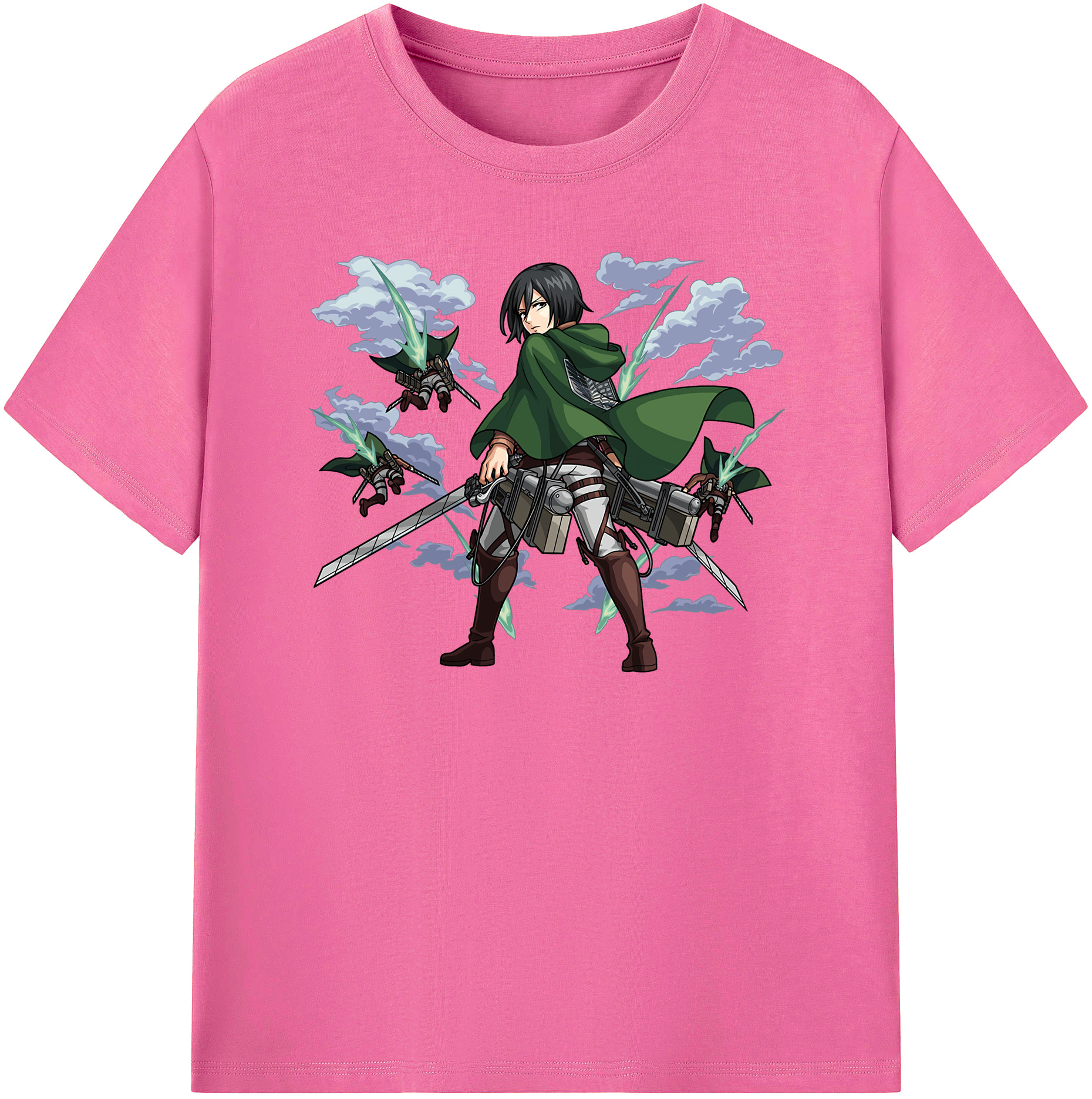 （画像用） 進撃の巨人 ミカサ·アッカーマン Attack on Titan Mikasa Ackerman レディースカジュアルプリントTシャツ（綿100％）